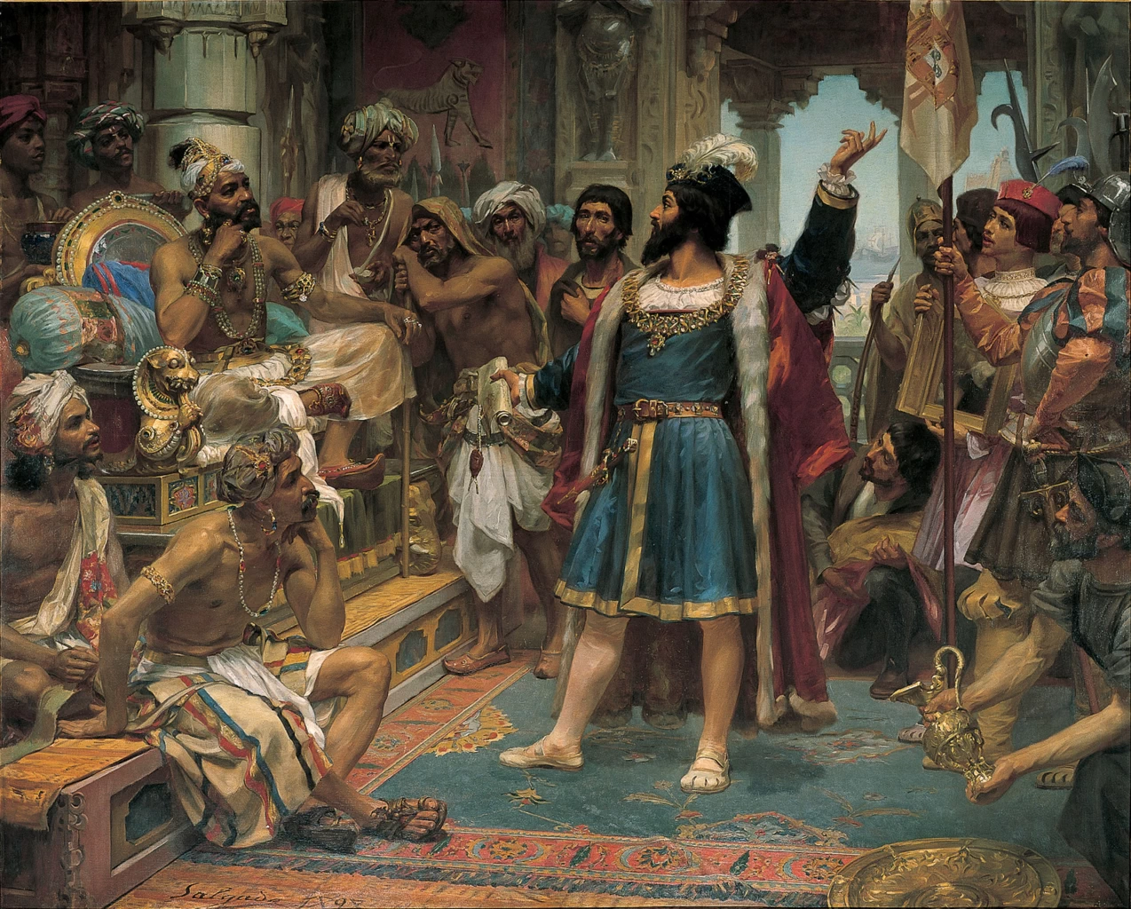 Veloso Salgado - 101, Vasco da Gama davanti allo Zamorin di Calicut, Società Geografica di Lisbona
